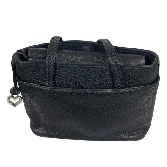 Brighton Black Leather Crocodile Print Embossed Satchel Bag - Picture 2 of 15